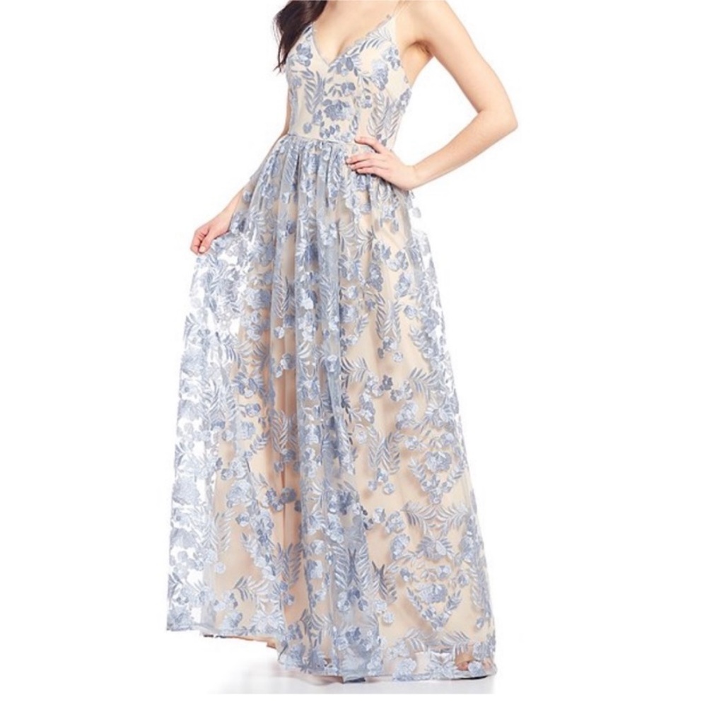 Dillard’s Xtraordinary V-Neck Floral Embroidered Dress